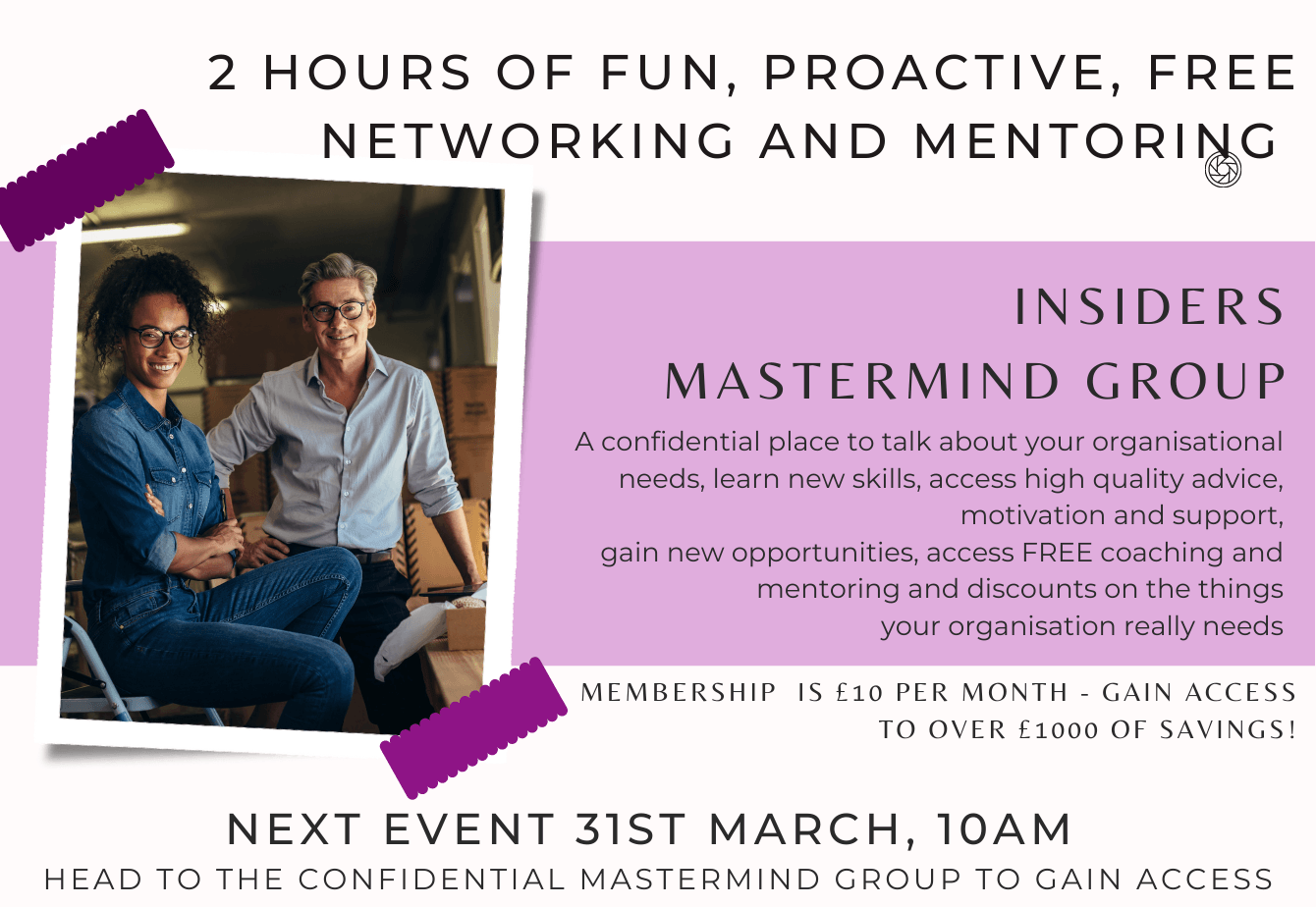 FREE networking with the Insiders 31st march 10am networking and mentoring for women in business