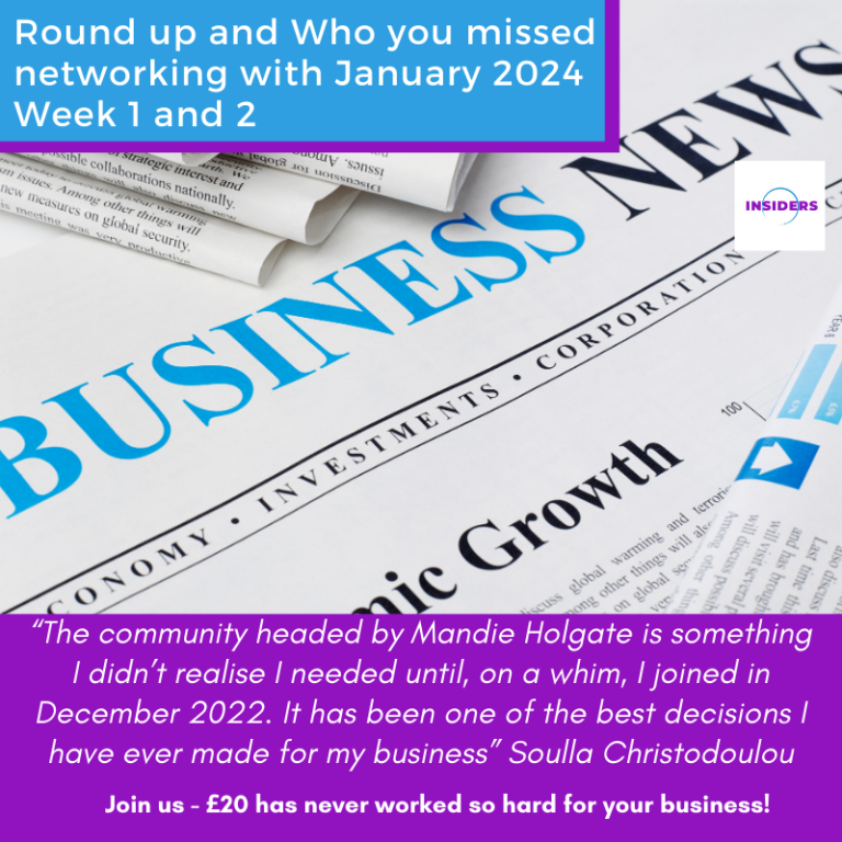 Business Networking & Entrepreneurial Ideas  – Round up and Who you missed networking with January 2024