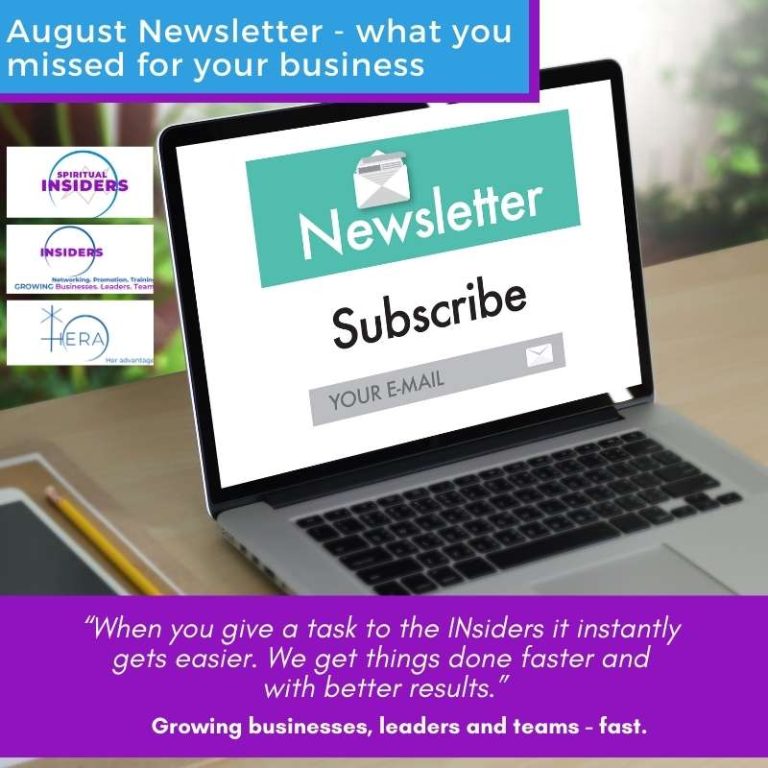 August newsletter for Insiders and business owners